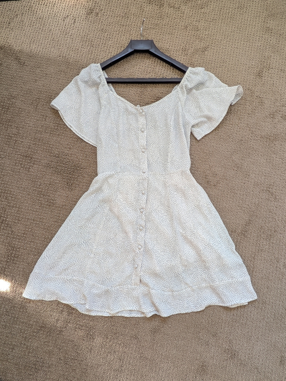 Sienna Sky Ivory Dot Button-Front Mini Dress